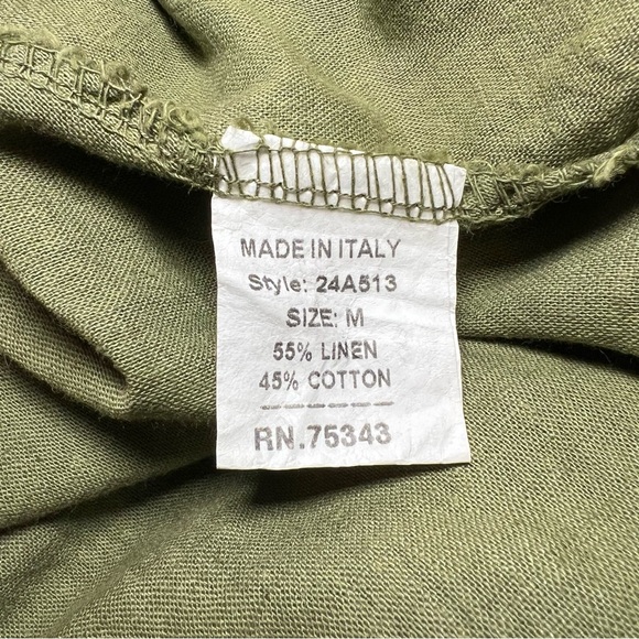 Francesca Bettini Olive Green Short Sleeve Button Up Linen Blend Shirt Dress M - Picture 10 of 11